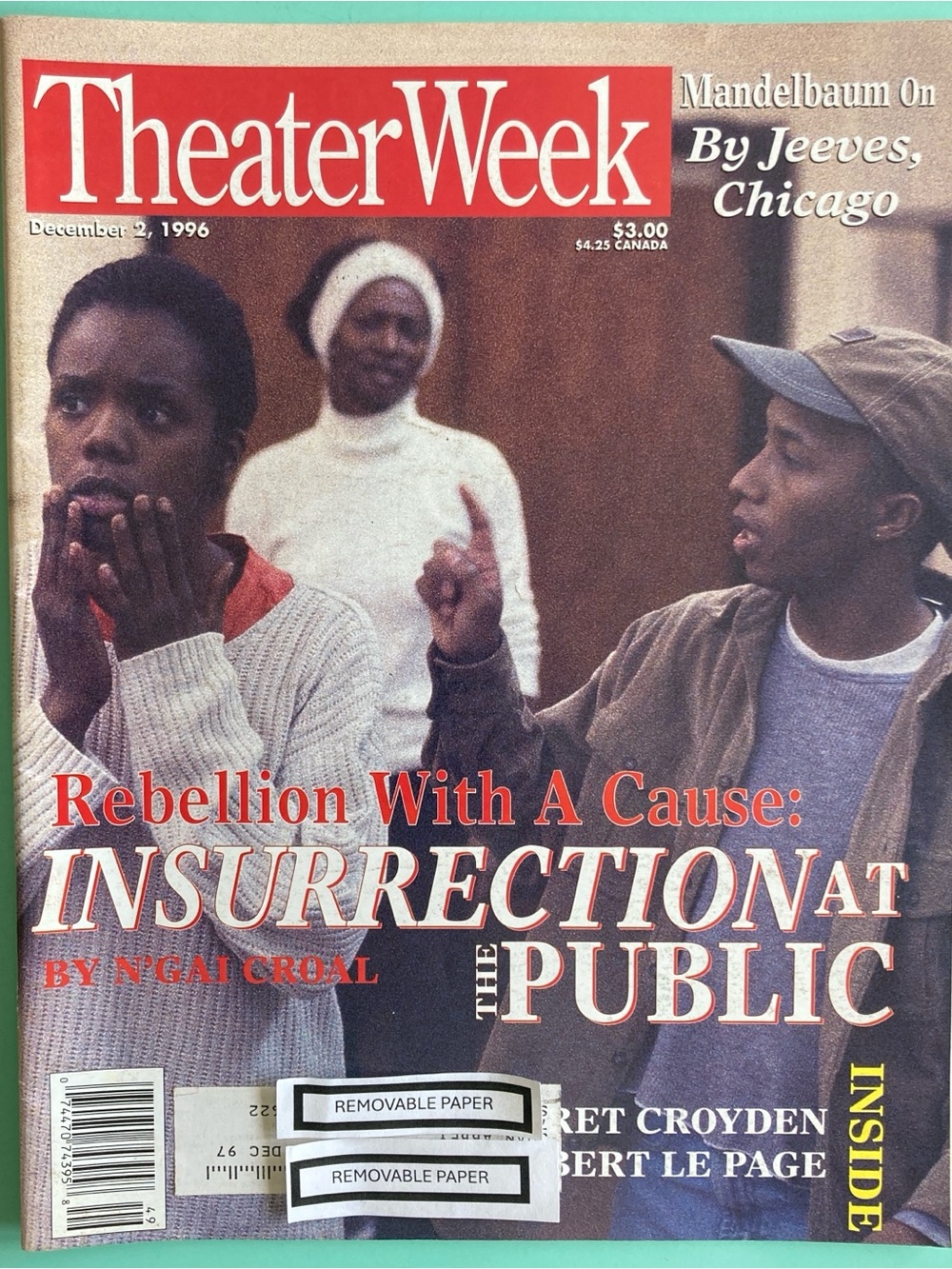 Insurrection: Holding History- Fiona Shaw Theater Week Magazine Dec 2 1996 LABEL